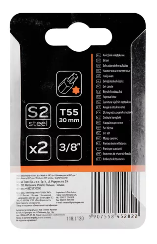 Neo Tools Torx bit, 3/8", T55x30mm, S2, 2db