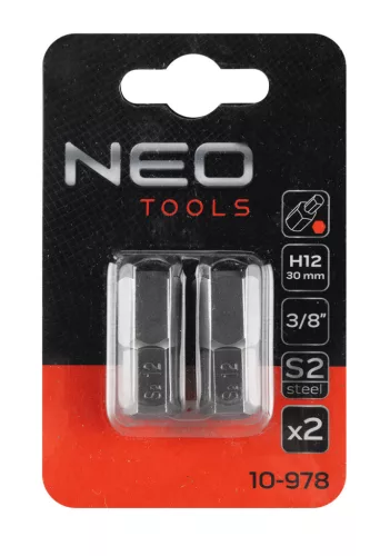 Neo Tools Imbusz bit, 3/8", 12x30mm, S2, 2db