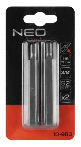 Neo Tools Imbusz bit, 3/8", 5x75mm, S2, 2db