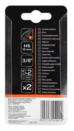 Neo Tools Imbusz bit, 3/8", 5x75mm, S2, 2db