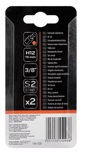 Neo Tools Imbusz bit, 3/8", 12x75mm, S2, 2db