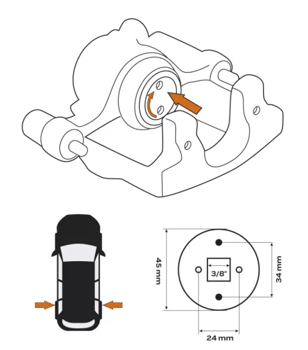 Neo Tools Tárcsafék munkahenger visszanyomó készlet 3db-os, jobbmenetes