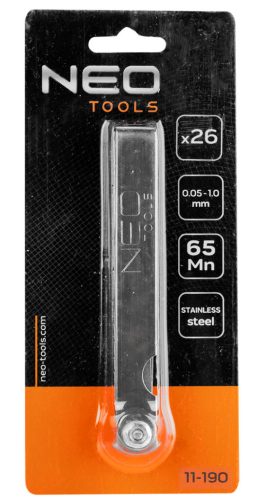 Neo Tools Hézagmérő készlet 26db (0.04 - 0.63mm) 65MN/rozsdamentes acél