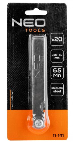 Neo Tools hézagmérő készlet 20r. 0,05-1,0mm 65mn r.m.