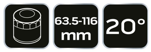 Neo Tools Olajszűrő leszedő fogó (20°), 63.5 - 116mm