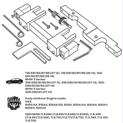Neo Tools Vezérműtengely blokkoló készlet, BMW benzinmotorokhoz
