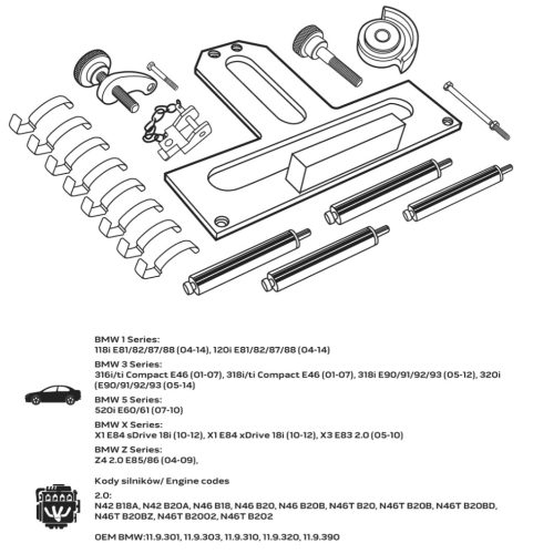 Neo Tools Vezérműtengely blokkoló készlet, BMW benzinmotorokhoz