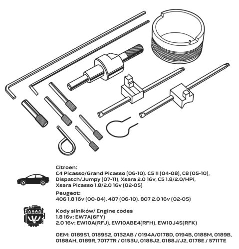 Neo Tools Vezérműtengely blokkoló készlet, PSA dízel és benzinmotorokhoz