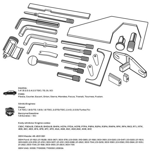 Neo Tools Vezérműtengely blokkoló készlet, Mazda/Ford benzin és dízelmotorok