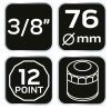 Neo Tools Olajszűrő kulcs 76mm, 12 pontos, 3/8" kulcsnyílással