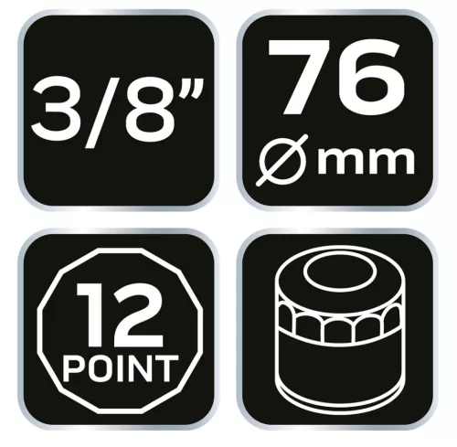 Neo Tools Olajszűrő kulcs 76mm, 12 pontos, 3/8" kulcsnyílással