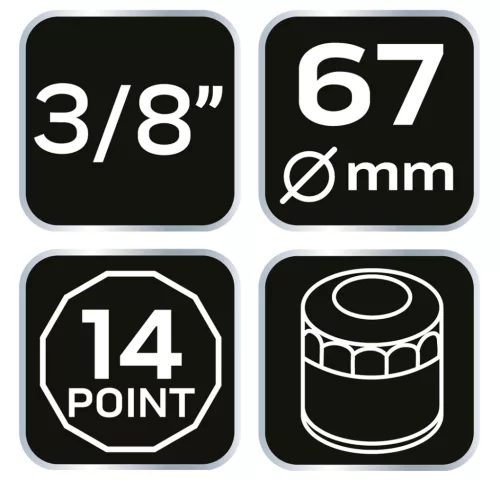 Neo Tools Olajszűrő kulcs 67mm, 14 pontos, 3/8" kulcsnyílással