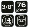 Neo Tools Olajszűrő kulcs 76mm, 14 pontos, 3/8" kulcsnyílással