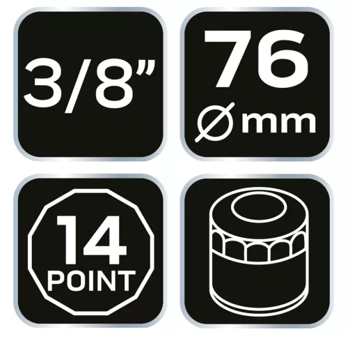 Neo Tools Olajszűrő kulcs 76mm, 14 pontos, 3/8" kulcsnyílással