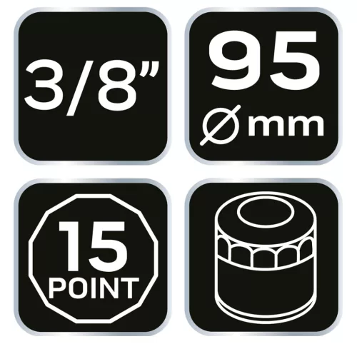 Neo Tools Olajszűrő kulcs 95mm, 15 pontos, 3/8" kulcsnyílással