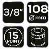Neo Tools Olajszűrő kulcs 108mm, 15 pontos, 3/8" kulcsnyílással