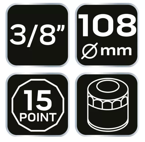 Neo Tools Olajszűrő kulcs 108mm, 15 pontos, 3/8" kulcsnyílással