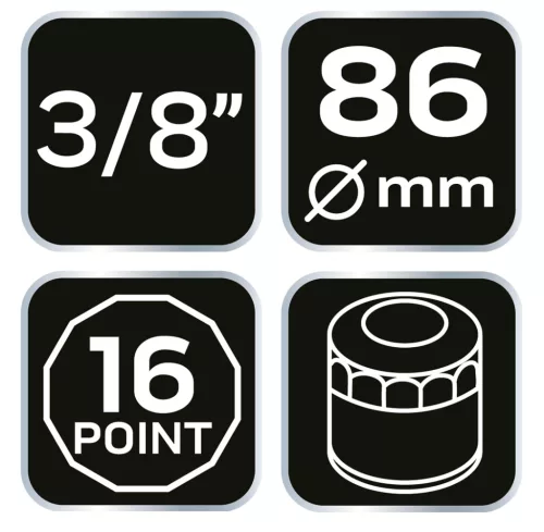 Neo Tools Olajszűrő kulcs 86mm, 16 pontos, 3/8" kulcsnyílással