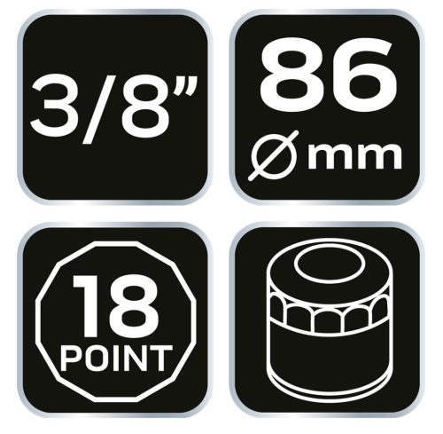 Neo Tools Olajszűrő kulcs 86mm, 18 pontos, 3/8" kulcsnyílással