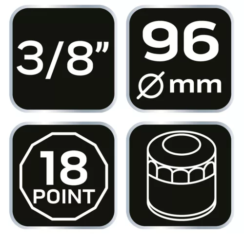 Neo Tools Olajszűrő kulcs 96mm, 18 pontos, 3/8" kulcsnyílással