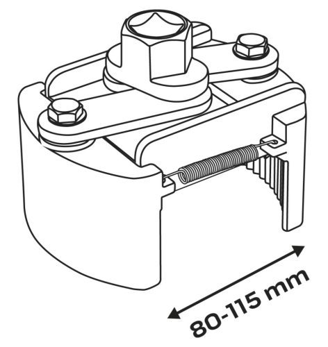 Neo Tools Olajszűrő kulcs, önbeálló 80-115mm, 1/2" kulcsnyílással