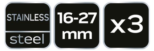 Neo Tools Tömlőbilincs 16-27/9mm, W4, 3db