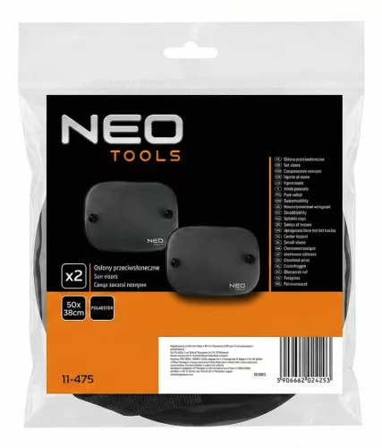Neo Tools Autó oldalablak napvédő, poliészter gumi tapadókoronggal, 50x38cm, 2db