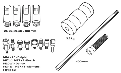 Neo Tools Befecskendezőfej kihúzó készlet csúszó kalapáccsal, 14db