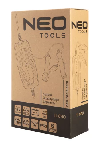 Neo Tools Autómata akkutöltő 2A / 35W, 4-60Ah, savas/AGM/zselés akkumulátorokhoz