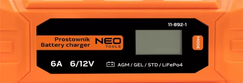 Neo Tools Automatikus akkumulátortöltő 6A/100W, 3-150Ah, savas / AGM / GEL akkumulátorokhoz