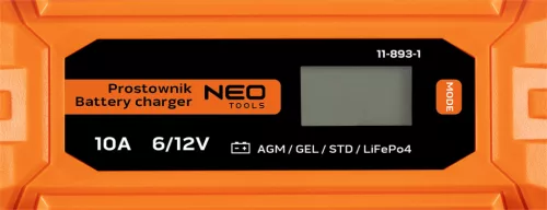Neo Tools Automatikus akkumulátortöltő 10A/160W, 3-200Ah, savas / AGM / GEL akkumulátorokhoz