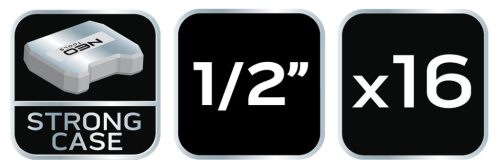 Neo Tools Dugókulcskészlet, sérült fejű csavarokhoz 16db 1/2”, 8, 10, 11, 12, 13, 14, 15, 16, 17, 19, 21, 22, 24, 27mm