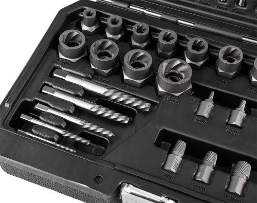 Neo Tools Törtcsavar kiszedő készlet, vezetőfúrókkal, 40db-os