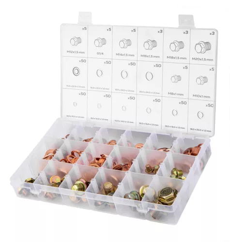 Neo Tools Olajleeresztő csavar és rézalátét készlet, 534db