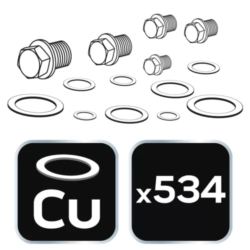 Neo Tools Olajleeresztő csavar és rézalátét készlet, 534db