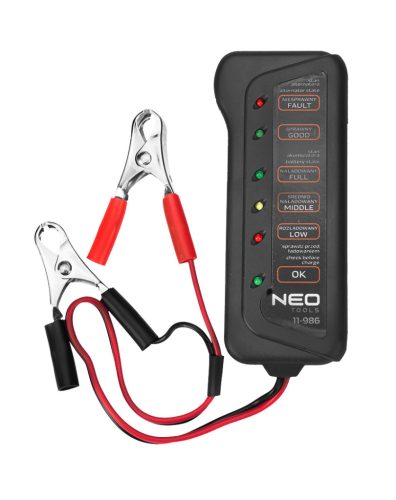 Neo Tools Akkumulátor teszter, digitális, akku állapot, generátor töltés ellenőrzése 12V