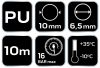 Neo Tools Pneumatikus spiráltömlő, 6,5x10mm x 10m, PU