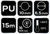Neo Tools Pneumatikus spiráltömlő, 6,5x10mm x 15m, PU