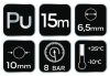 Neo Tools Pneumatikus spiráltömlő, 6,5 x 10mm x 15m, PU