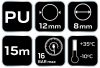 Neo Tools Pneumatikus spiráltömlő, 8,0x12mm x 15m, PU