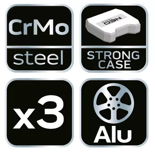 Neo Tools Dugókulcskészlet alufelnihez, vékonyfalú 1/2", 3db (17mm, 19mm, 21mm), Cr-Mo