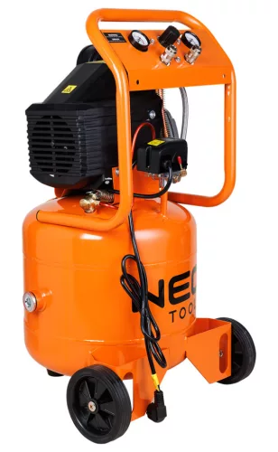 Neo Tools Kompresszor, 40L, álló, 8bar, 169l/perc, 2 csatlakozó, 2 nyomásmérő, olajkenésű