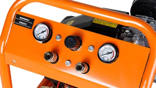 Neo Tools Kompresszor, 40L, álló, 8bar, 169l/perc, 2 csatlakozó, 2 nyomásmérő, olajkenésű