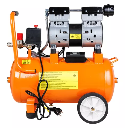 Neo Tools Kompresszor, 24L, 8 bar, 125l/perc, extra csendes, kefementes motorral, olajmentes, 80db