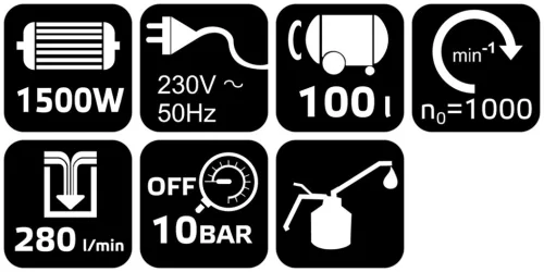 Neo Tools Kompresszor 100L, olajkenésű, 280L/perc, 10 bar