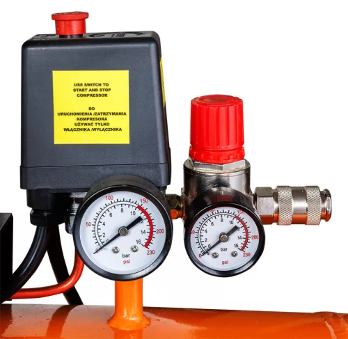Neo Tools Kompresszor 150L, 10bar, 330L/perc, 2 csatlakozó, 2 nyomásmérő, olajkenésű