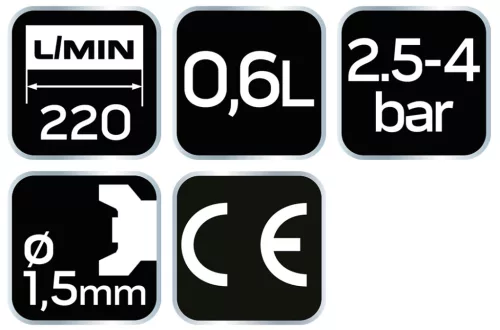 Neo Tools Pneumatikus festékszóró pisztoly, felső tartályos, 1,5mm