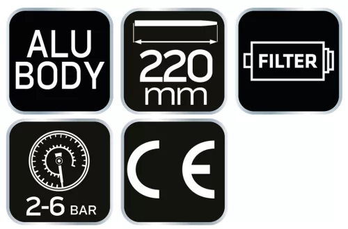 Neo Tools Pneumatikus lefúvópisztoly, extra hosszú 300mm