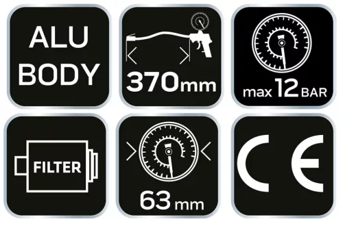 Neo Tools Pneumatikus kerékfúvó pisztoly, nyomásmérővel 63mm