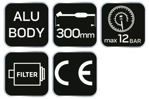 Neo Tools Pneumatikus kerékfúvó pisztoly, nyomásmérővel 80mm, dupla teherautó kerekekhez